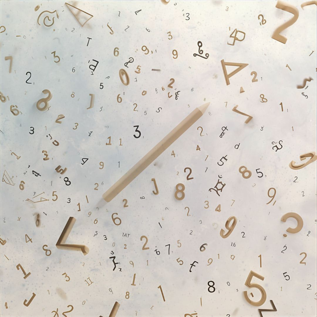 mathematical symbols and numbers floating