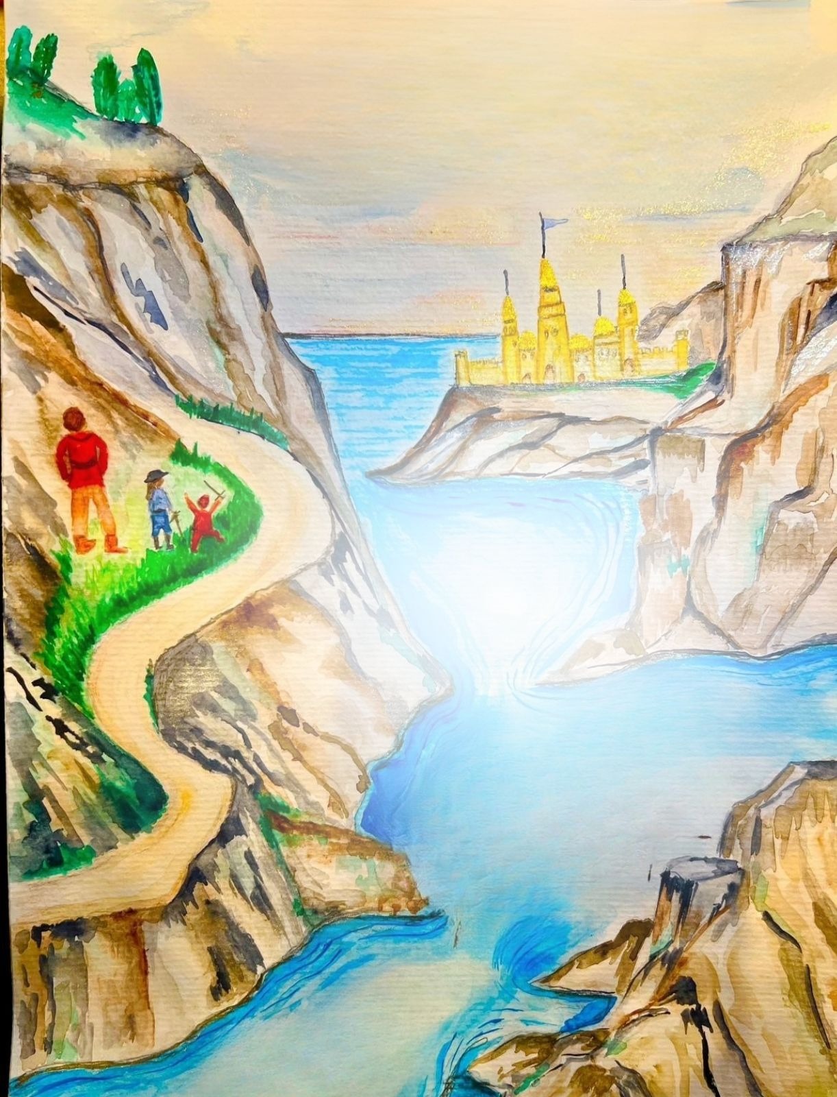 איור של הר וים וארמון קטן