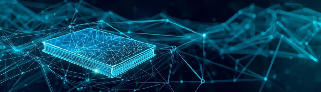 ספר מקווי רשת על רקע של רשת וצבע כחול