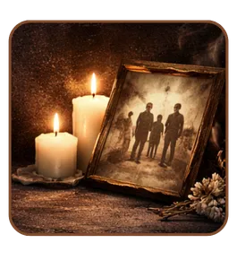 נרות זיכרון, תמונה ופרח מוחשכים לציון יום הזיכרון לשואה